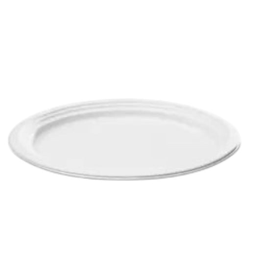 Round Compostable Bagasse Paper Plate Classic White 7"-9"-10"