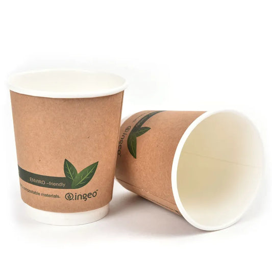 Kraft Compostable Double Wall Paper Cups 8oz