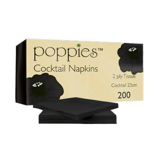 Poppies Napkin Black 2 Ply 24X24