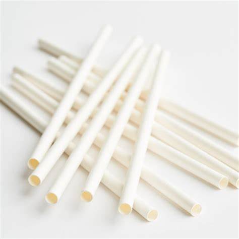 White Paper Straws Smoothies 220x8mm