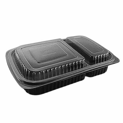 Somoplast Black 2 Compartment Microwavable Container