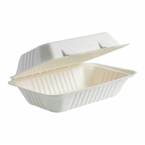 Bagasse Lunch Box Clamshell 9x6x3