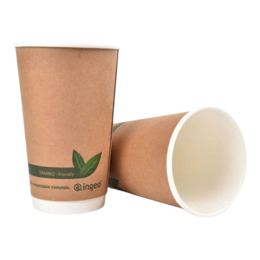 Kraft Compostable Double Wall Paper Cups 16oz