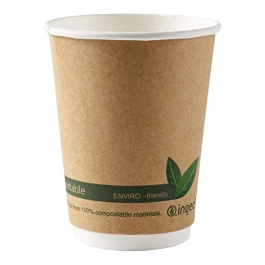 Kraft Compostable Double Wall Paper Cups 12oz