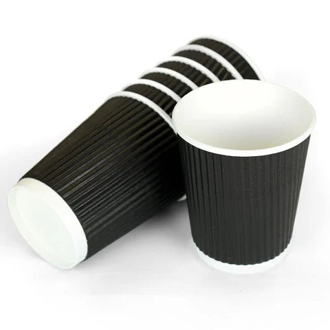 Ripple Black Paper Cup 8oz