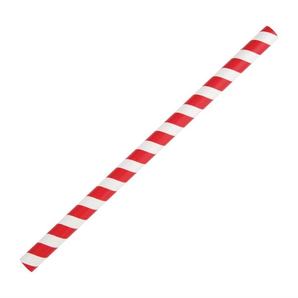 Red & White Paper Straws Smoothies 220x8mm